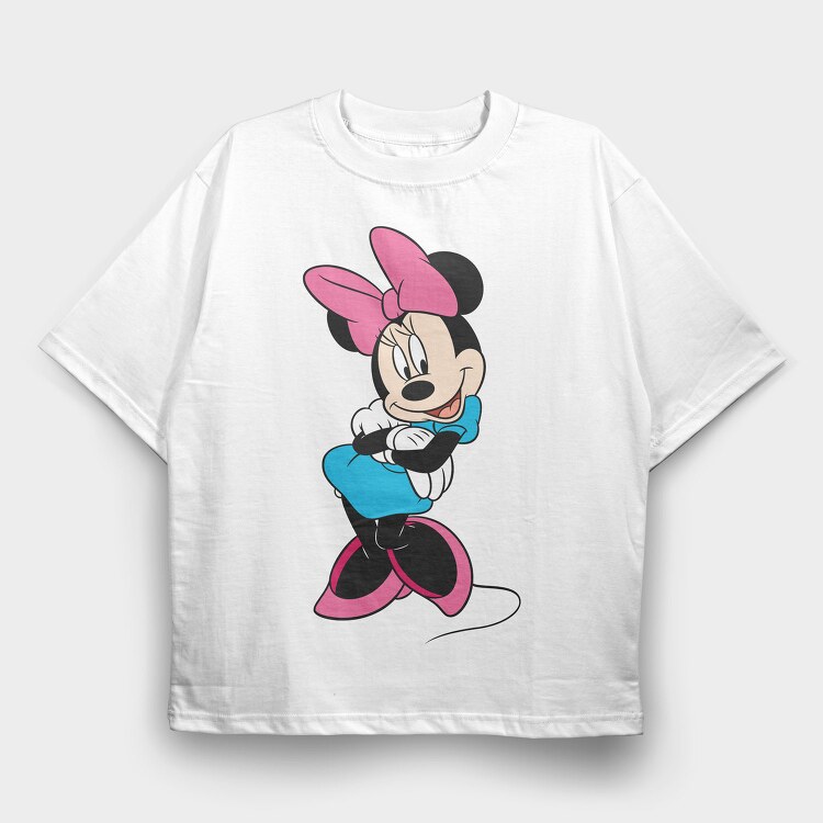 Minnie Mouse Bow Tie, Tricou Oversize Barbati (Unisex)