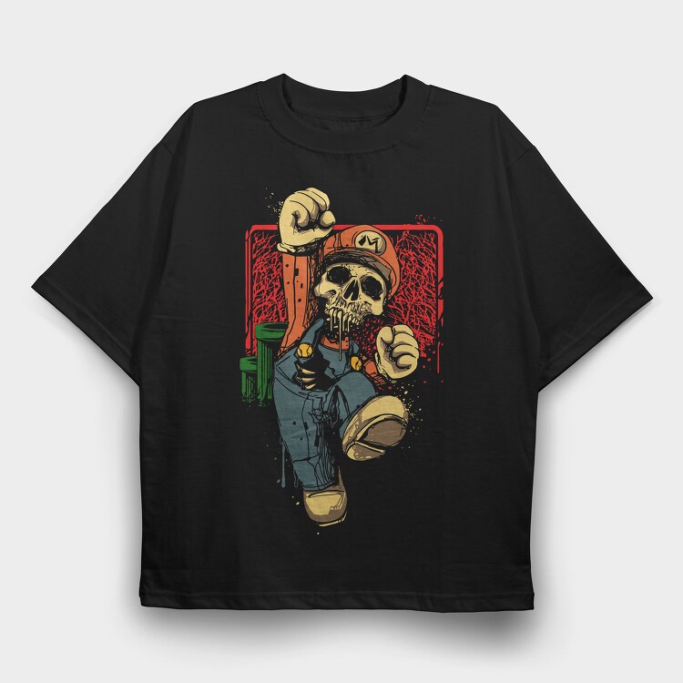 Mario Skull Fist, Tricou Oversize Barbati (Unisex)