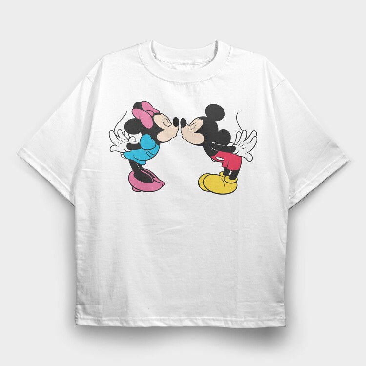Mickey Minnie Kiss, Tricou Oversize Barbati (Unisex)