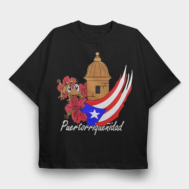 Puerto Rico Frog, Tricou Oversize Barbati (Unisex)