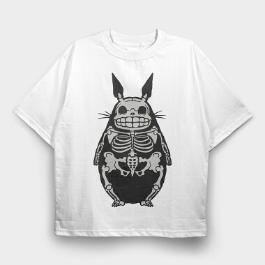 Skeleton Totoro, Tricou Oversize Barbati (Unisex)