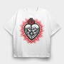 Skull Heart Fire, Tricou Oversize Barbati (Unisex)