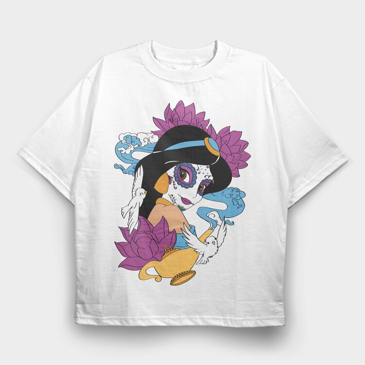 Sugar Skull Jasmine, Tricou Oversize Barbati (Unisex)