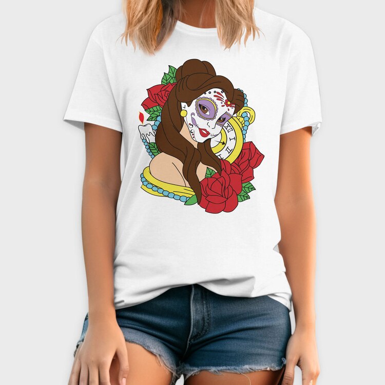 Sugar Skull Rose Clock, Tricou Barbati (Unisex)
