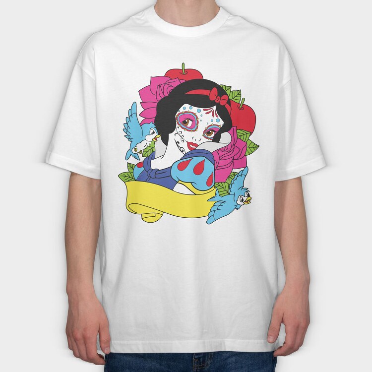 Sugar Skull Snow White, Tricou Oversize Barbati (Unisex)