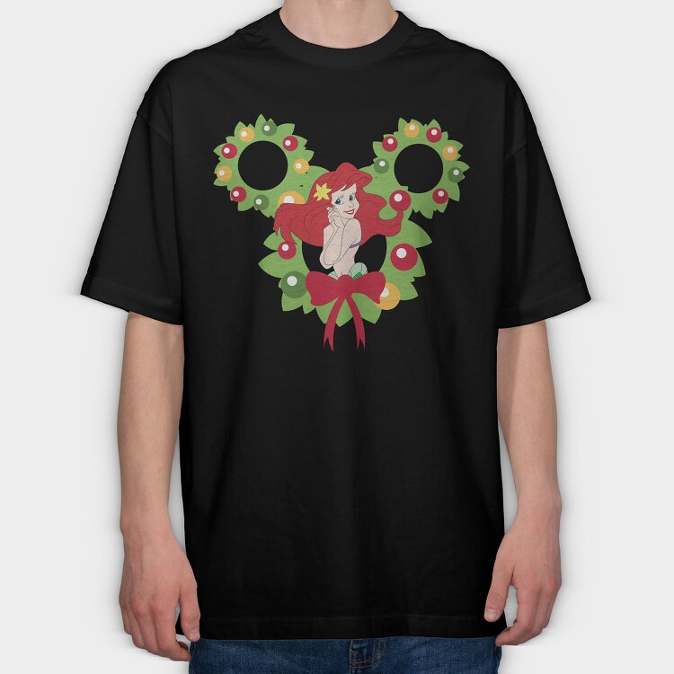 Ariel Holiday Wreath, Tricou Oversize Barbati (Unisex)