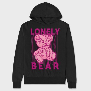 Pink Lonely Bear, Hanorac Oversize Barbati (Unisex)