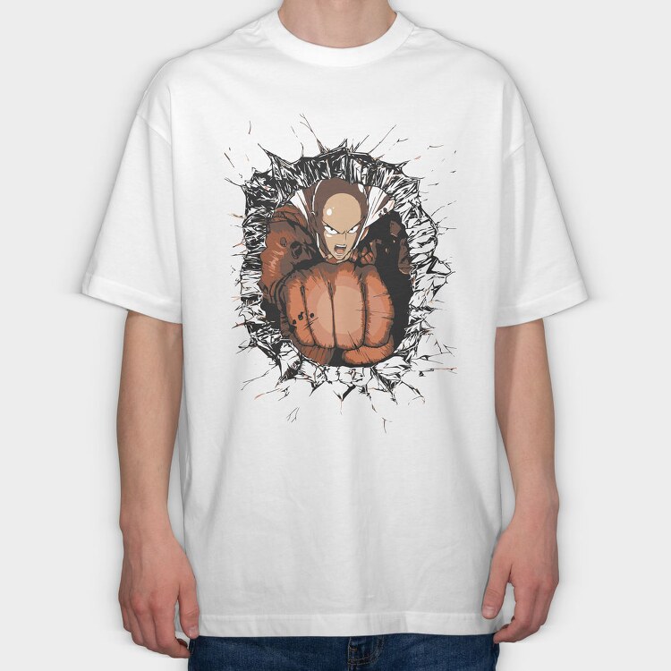 One Punch Man Punch, Tricou Oversize Barbati (Unisex)