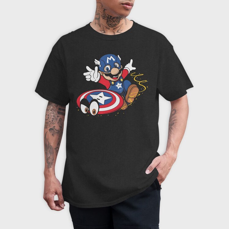 Mario Captain Shield, Tricou Barbati (Unisex)