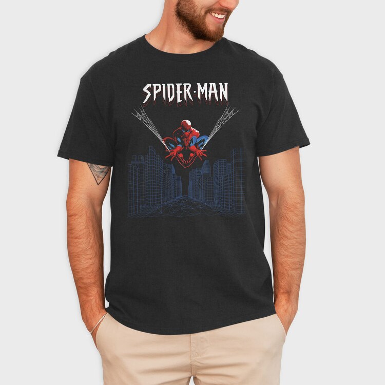 Spiderman Cityscape, Tricou Barbati (Unisex)