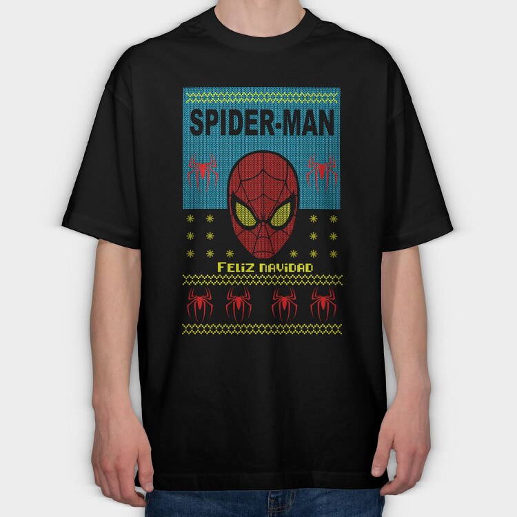 Spiderman Holiday Knit, Tricou Oversize Barbati (Unisex)