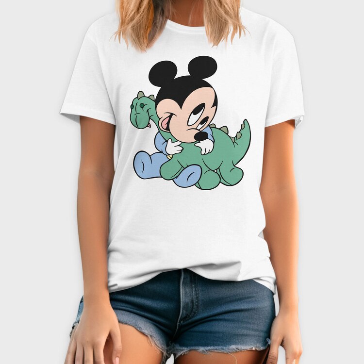 Mickey Dinosaur Hug, Tricou Barbati (Unisex)