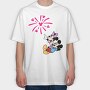 Mickey Minnie Fireworks, Tricou Oversize Barbati (Unisex)