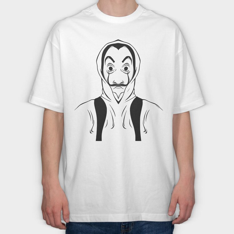 Money Heist Mask Hoodie, Tricou Oversize Barbati (Unisex)