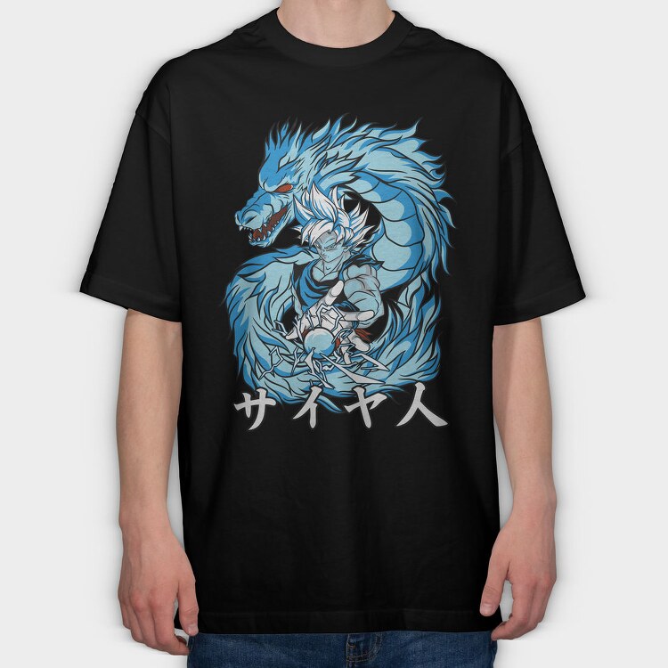 Blue Dragon Saiyan, Tricou Oversize Barbati (Unisex)