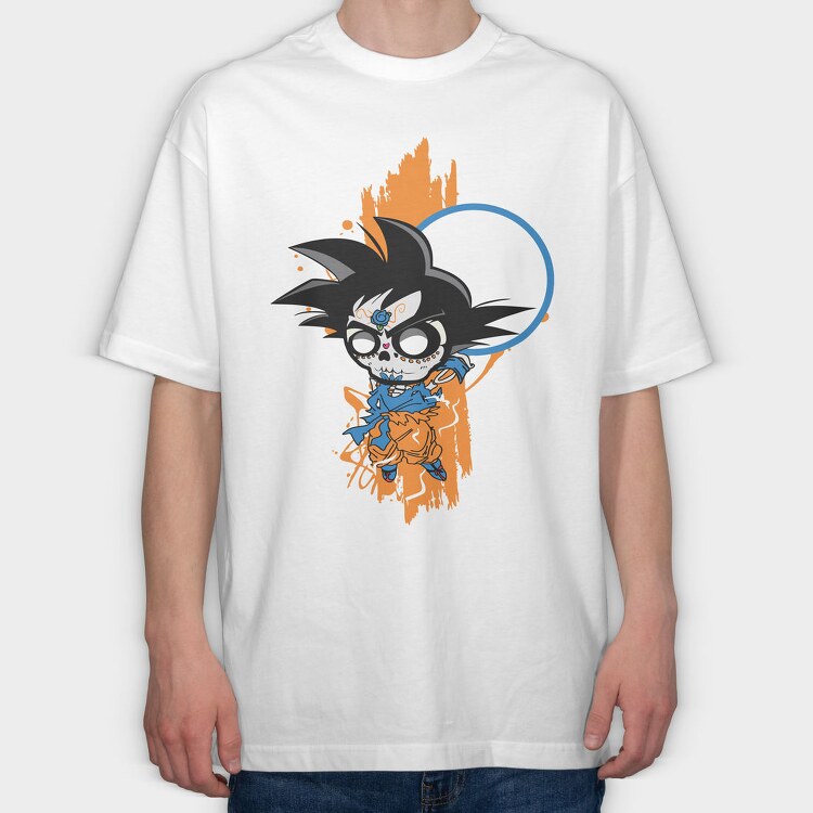 Sugar Skull Goku, Tricou Oversize Barbati (Unisex)