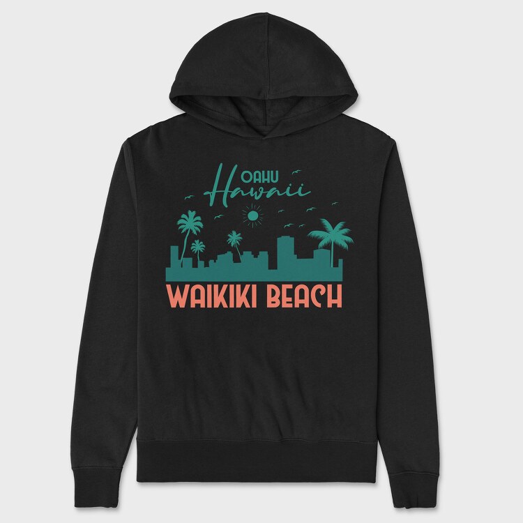 Waikiki Beach, Hanorac Oversize Barbati (Unisex)