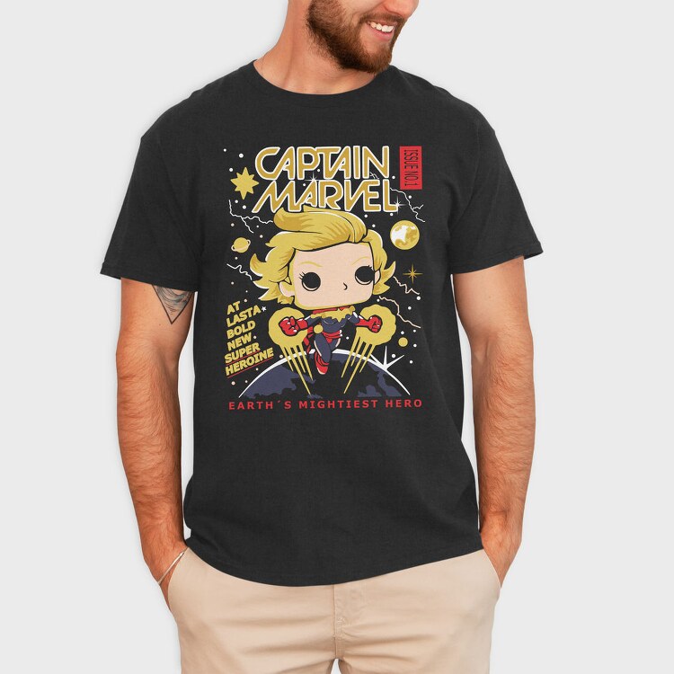 Captain Marvel Comic, Tricou Barbati (Unisex)