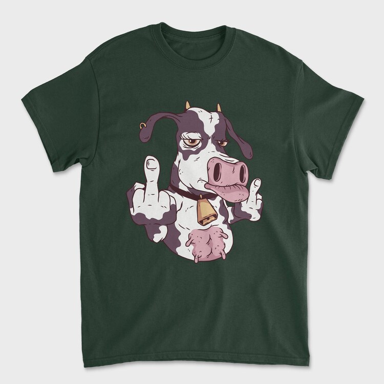 Cow Cartoon Middle Finger, Tricou Barbati (Unisex)