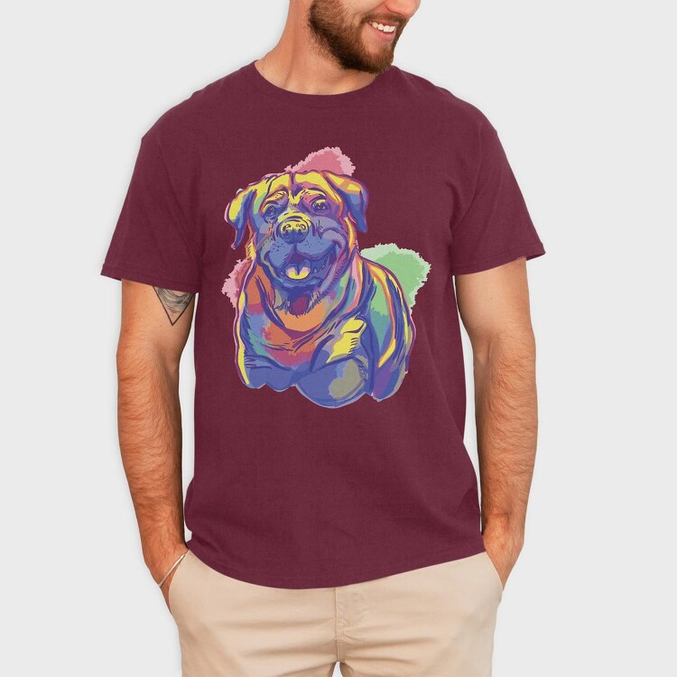 Rottweiler Watercolor, Tricou Barbati (Unisex)
