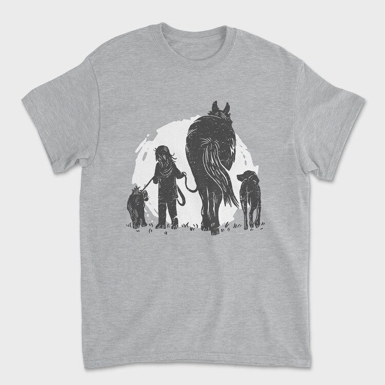 Girl And Animals, Tricou Barbati (Unisex)