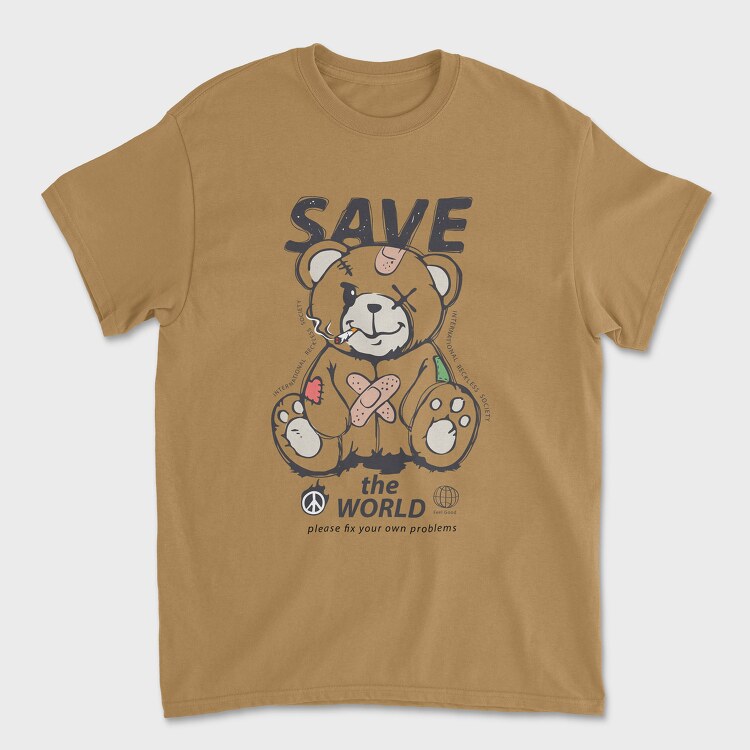 Save the World Teddy, Tricou Barbati (Unisex)
