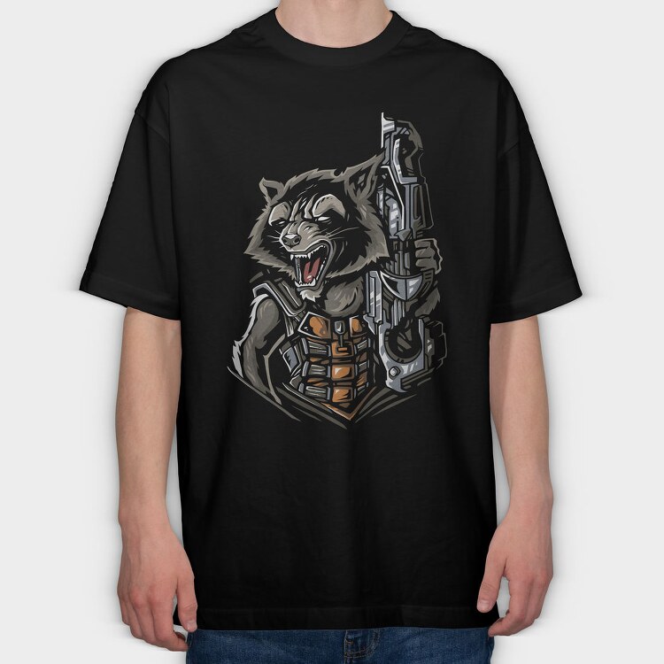 Cyber Raccoon, Tricou Oversize Barbati (Unisex)