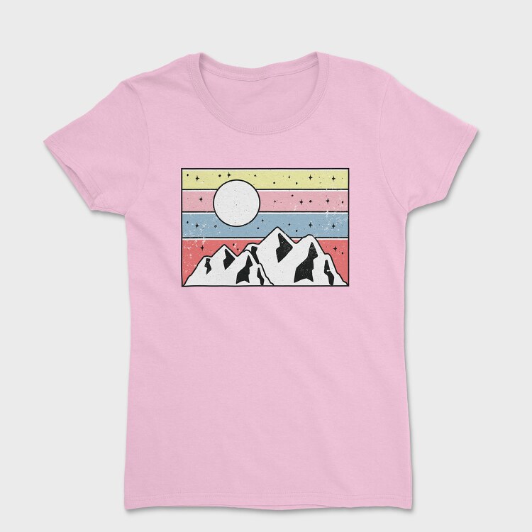 Tricou Femei, Retro Mountain Sunset