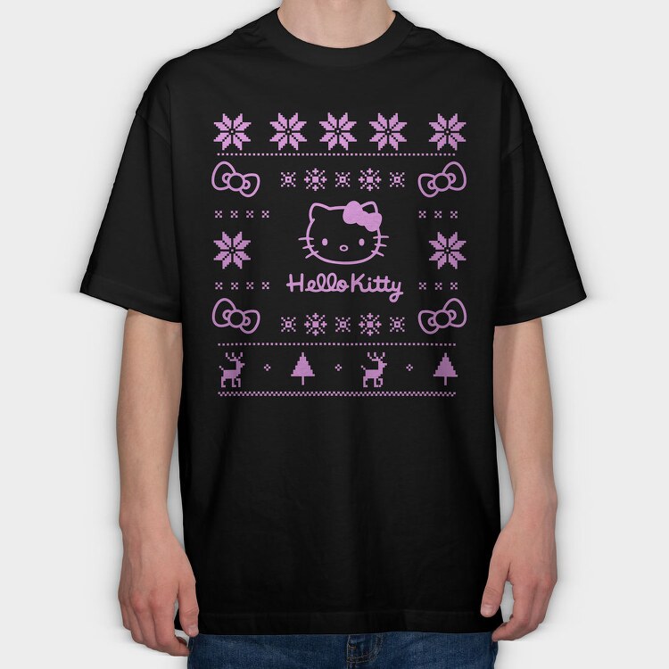 Hello Kitty Snowflake, Tricou Oversize Barbati (Unisex)