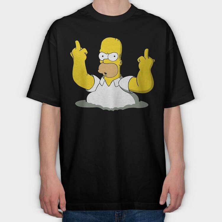 Homer Middle Finger, Tricou Oversize Barbati (Unisex)
