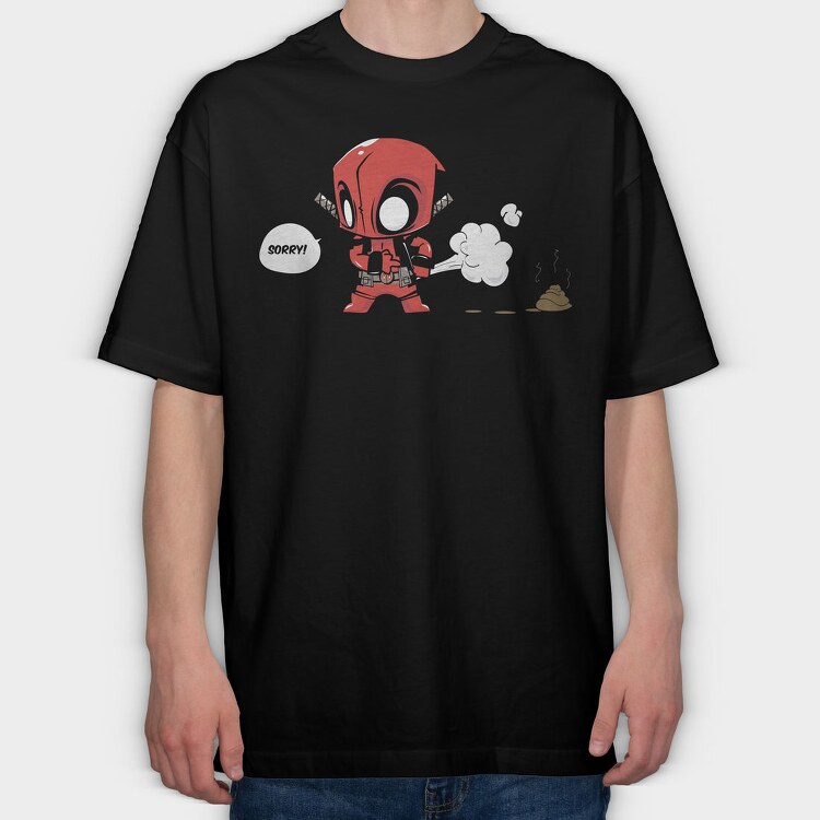 Deadpool Chibi Poop, Tricou Oversize Barbati (Unisex)