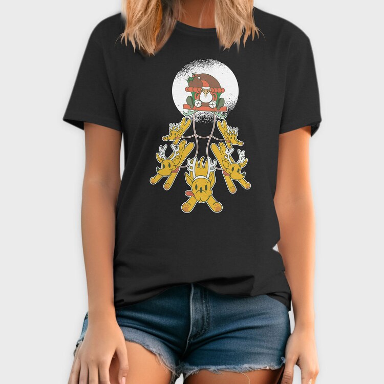 Santa Sleigh Reindeer, Tricou Barbati (Unisex)