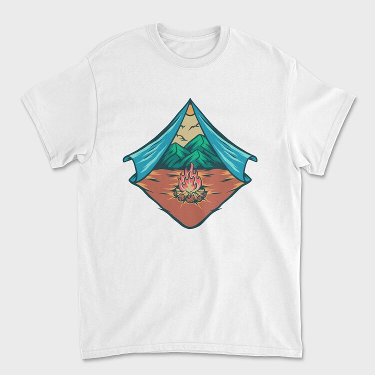 Mountain Camping Illustration 2, Tricou Barbati (Unisex)