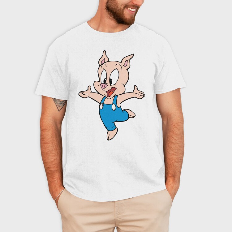 Porky Pig Jump, Tricou Barbati (Unisex)