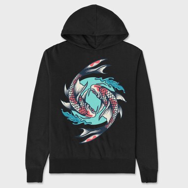 Koi Fish Illustration 7, Hanorac Oversize Barbati (Unisex)