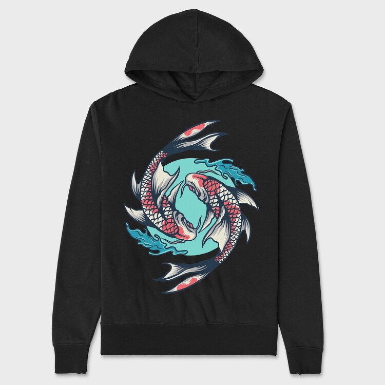 Koi Fish Illustration 7, Hanorac Oversize Barbati (Unisex)