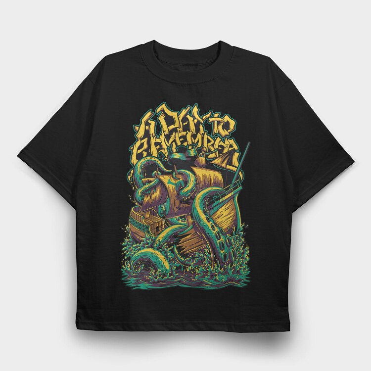 Kraken Attack, Tricou Oversize Barbati (Unisex)