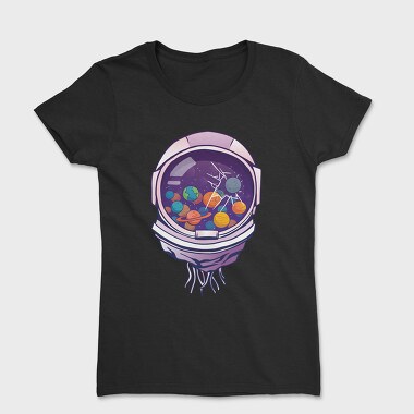 Tricou Femei, Astronaut Helmet And Planets