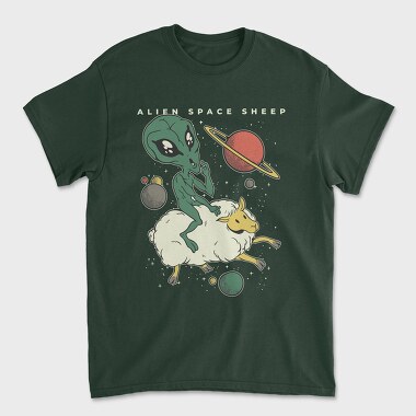 Tricou Barbati (Unisex), Alien On Sheep