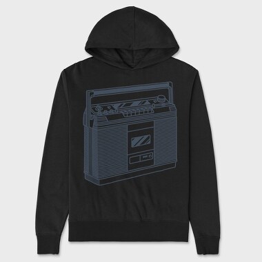 Vintage Audio Illustration 1, Hanorac Oversize Barbati (Unisex)