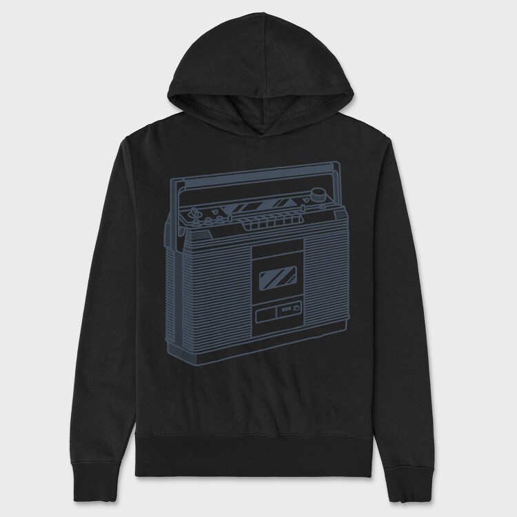 Vintage Audio Illustration 1, Hanorac Oversize Barbati (Unisex)