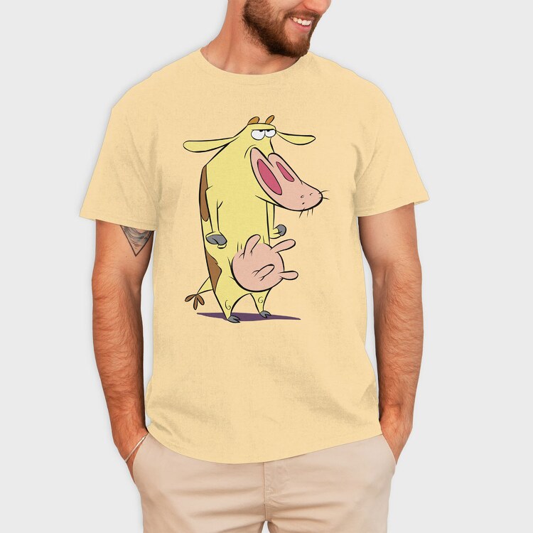 Cartoon Retro Cow and Chicken 2, Tricou Barbati (Unisex)