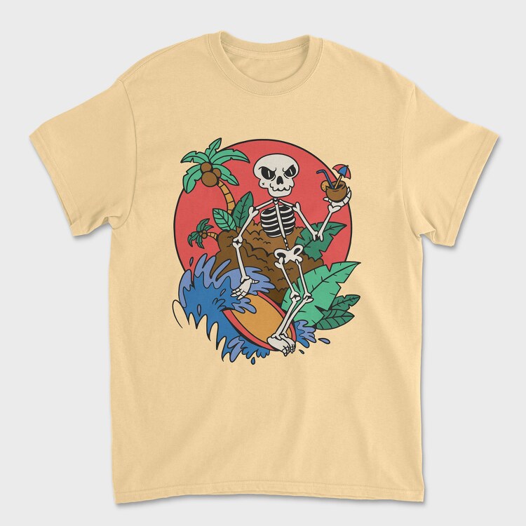 Tricou Barbati (Unisex), Surfing Skeleton