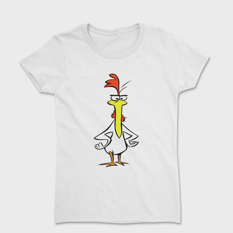 Tricou Femei, Cartoon Retro Cow and Chicken 6