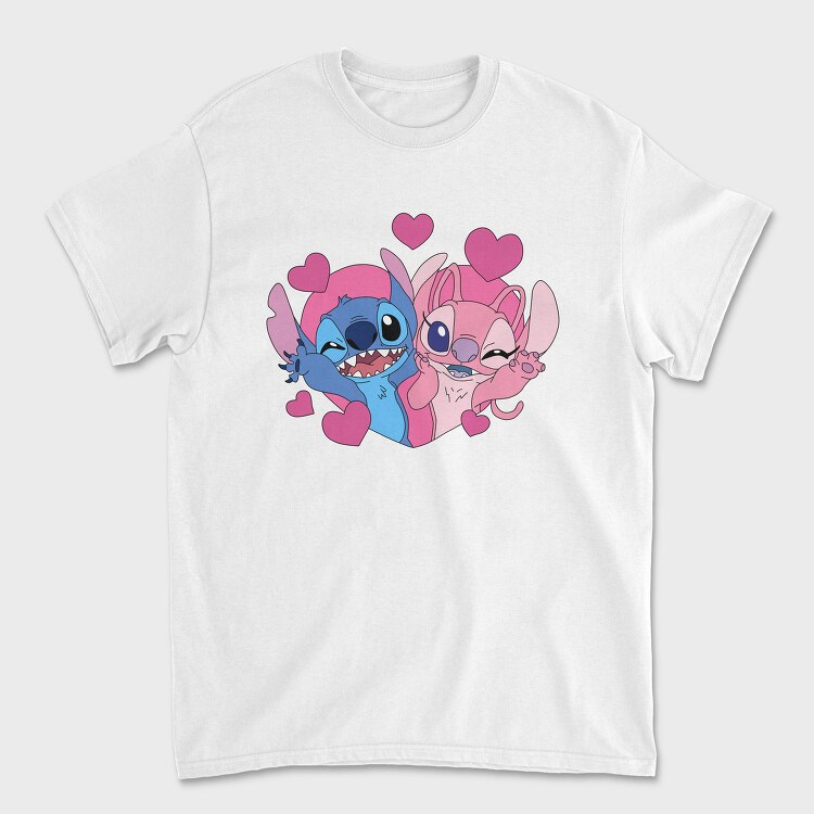 Stitch Love Heart, Tricou Barbati (Unisex)