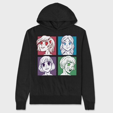 Anime Girl Faces, Hanorac Oversize Barbati (Unisex)