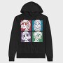 Anime Girl Faces, Hanorac Oversize Barbati (Unisex)