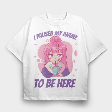 Anime Pause Drink, Tricou Oversize Barbati (Unisex)