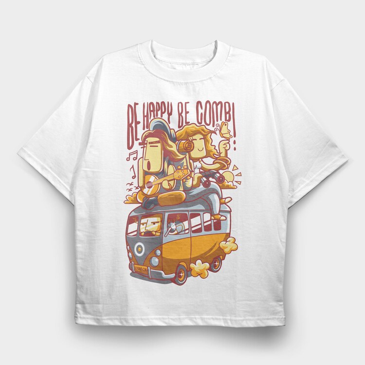 Be Happy Bus Ride, Tricou Oversize Barbati (Unisex)