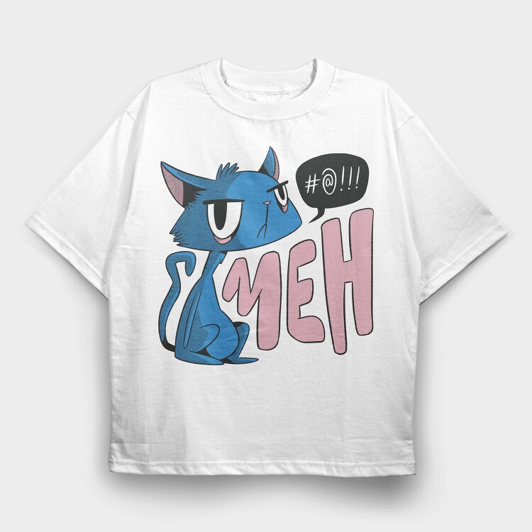 Blue Cat Meh, Tricou Oversize Barbati (Unisex)